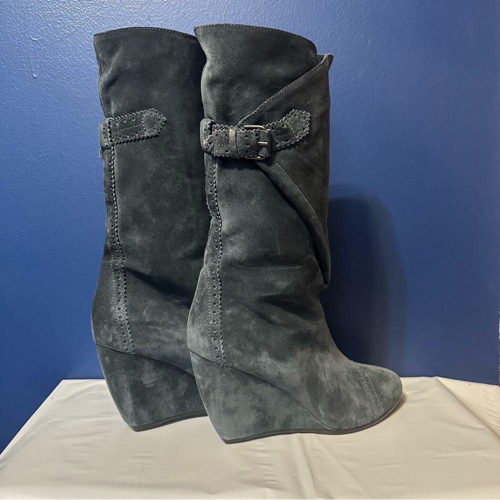 Balenciaga Dark Gray Suede Wedge Boots